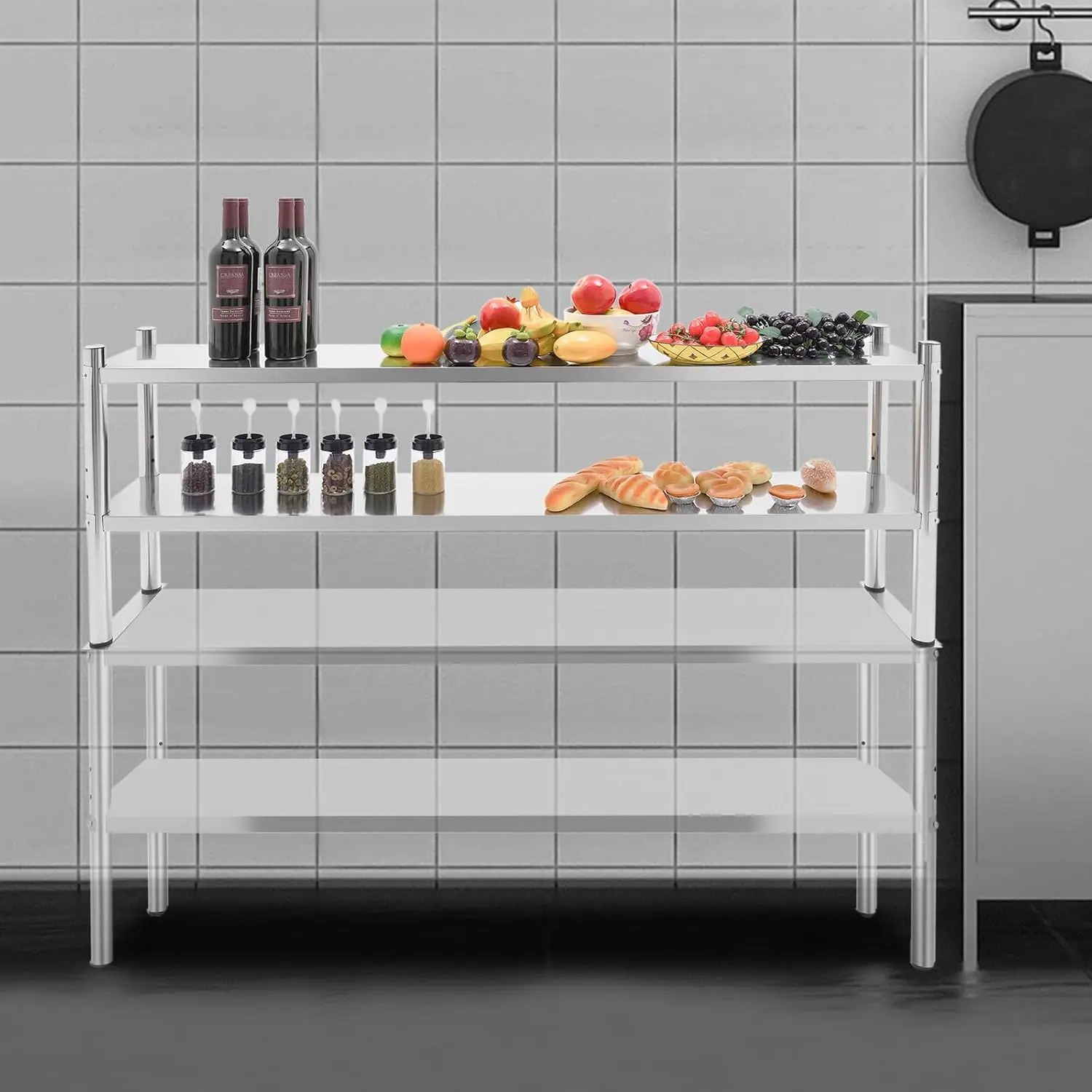 Commercial Kitchen Prep Table With Storage - Estante Superior de Doble Nivel de