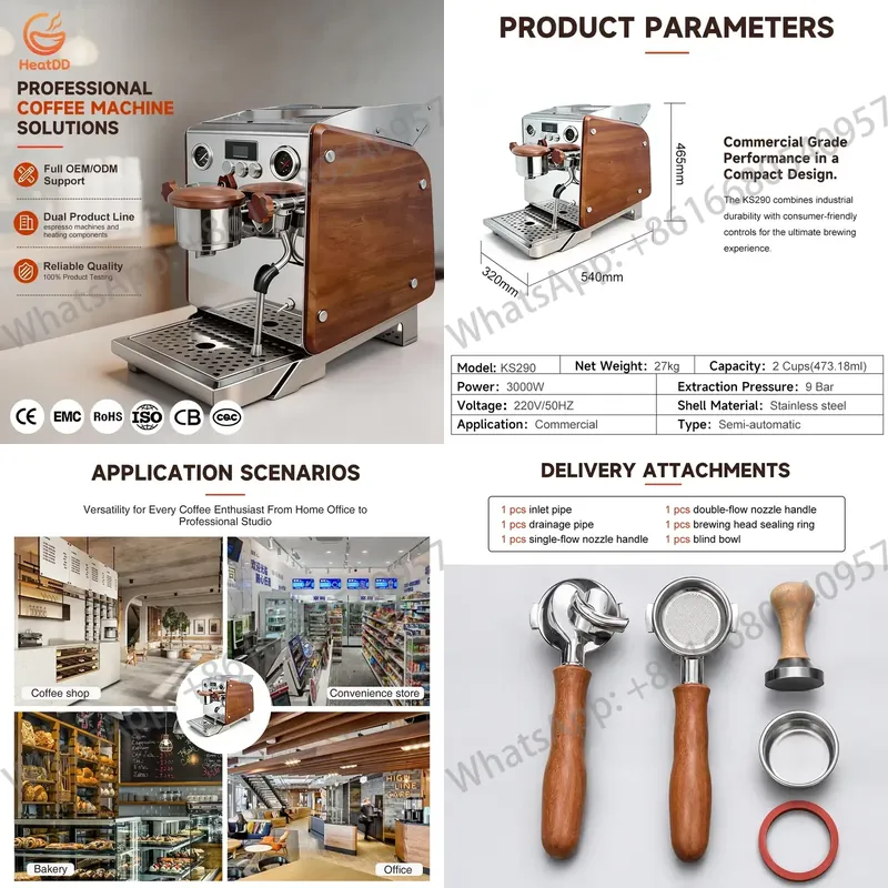 Commercial Espresso Machine - Cafetera Eléctrica Semiautomática de Alta Eficiencia