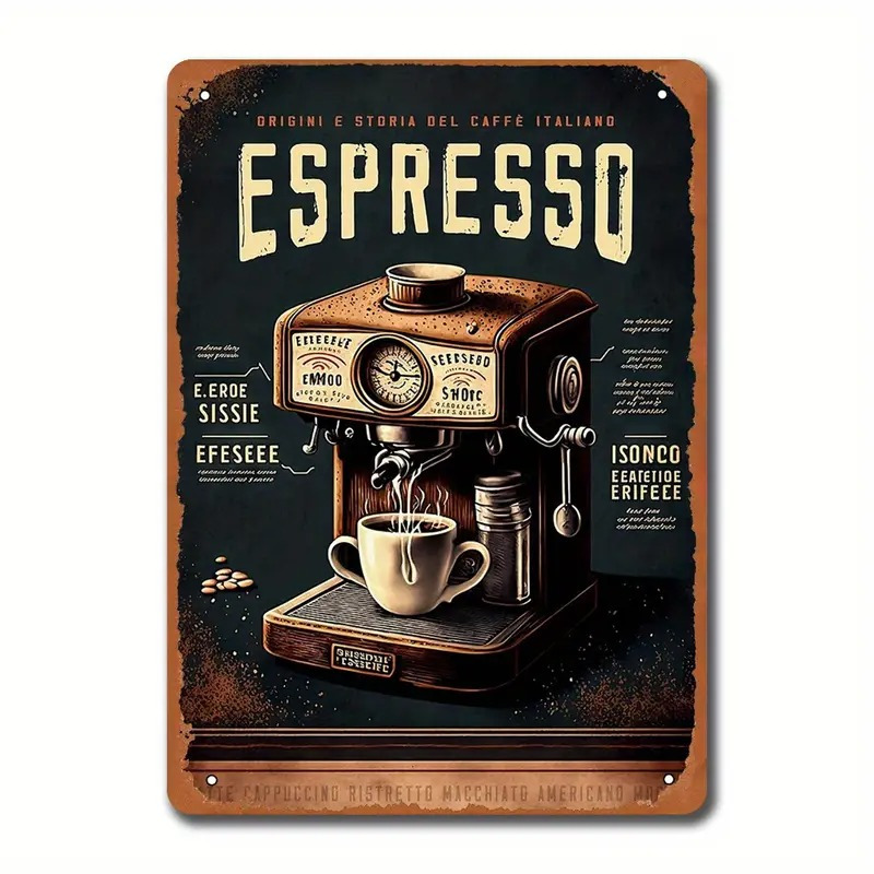 Commercial Espresso Machine - Letrero Metálico Retro - 