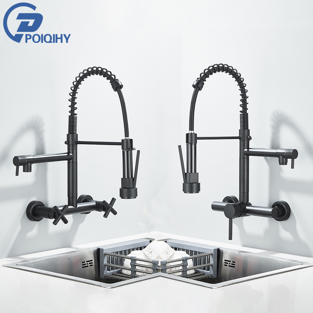 Commercial Kitchen Mixer Tap - Grifo de cocina negro, rociador de