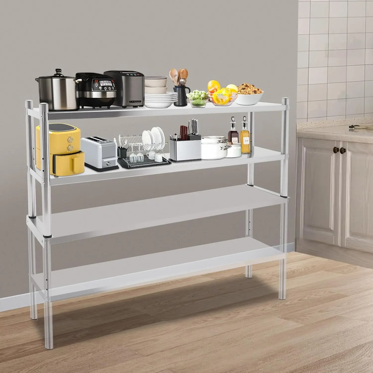 Estante Superior de Doble Nive - Commercial Kitchen Prep Table With Storage reseña y precio