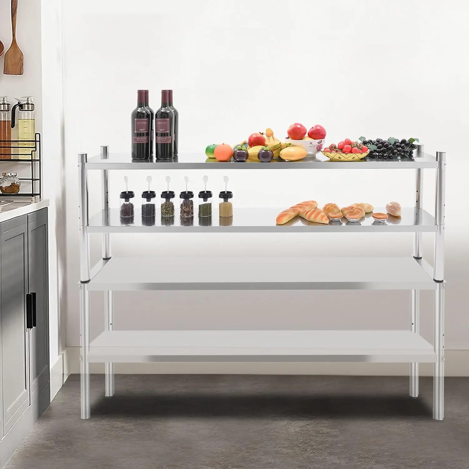 Estante Superior de Doble Nive - Commercial Kitchen Prep Table With Storage reseña y precio