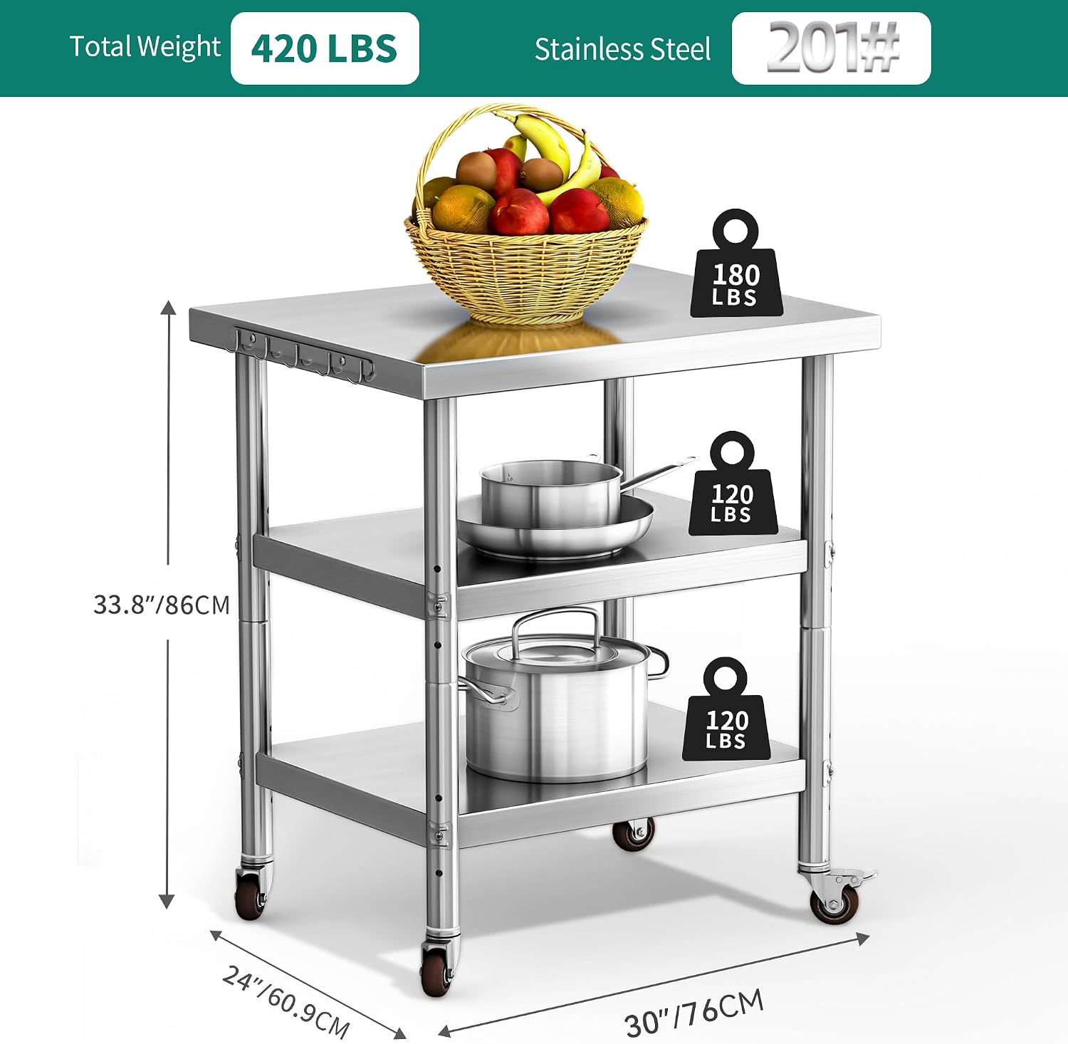 Mesa de Preparación de Aliment - Commercial Kitchen Prep Table With Storage reseña y precio